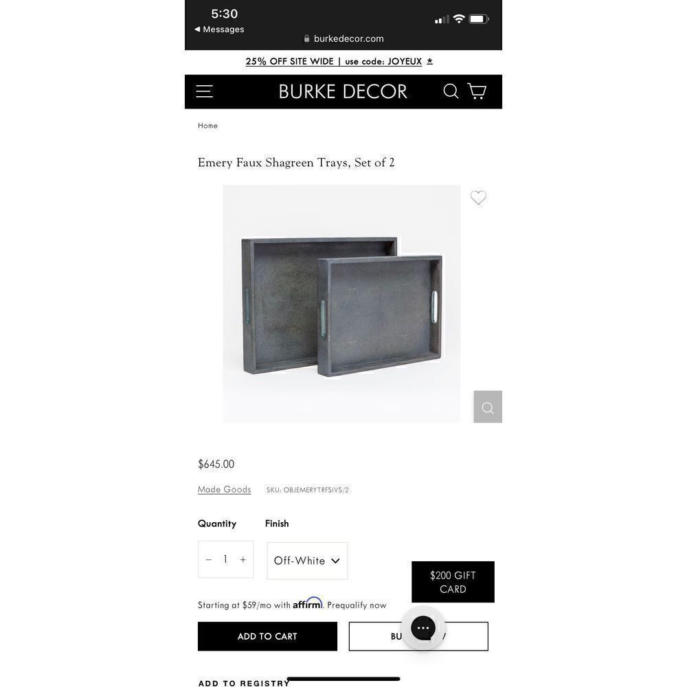 Burke Decor Emery Faux Shagreen Trays, Set of 2